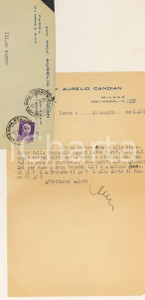 Autografo originale 1935 PARMA Lettera Aurelio CANDIAN Aiuto a un dipendente Autografo 1