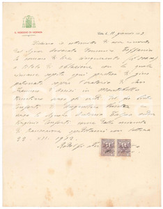 Autografo originale 1913 VICENZA Vescovo Ferdinando RODOLFI  Ricevuta per oblazione Autografo 1