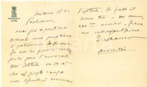 Autografo originale 1939 MILANO Hotel GALLIA  Aurelio CANDIAN su causa rifiutata  Autografo 1