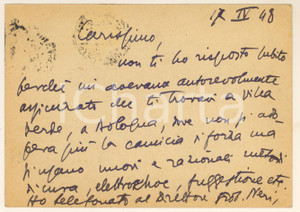 Autografo originale 1948 PARMA Cartolina Aurelio CANDIAN a un collega e amico Autografo 1