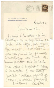 Autografo originale 1943 MILANO Lettera Aurelio CANDIAN  Io bestemmio e basta  Autografo 1