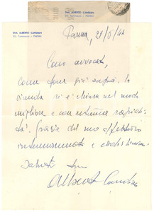Autografo originale 1944 PARMA Aurelio CANDIAN  Lettera di ringraziamento  Autografo 1