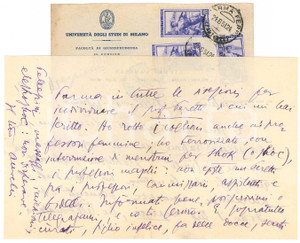 Autografo originale 1951 MILANO Lettera Aurelio CANDIAN a un amico  Autografo 1