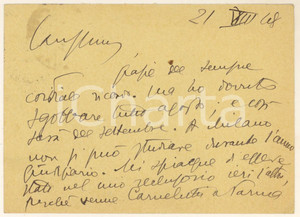 Autografo originale 1948 PARMA Aurelio CANDIAN e la collaborazione con il vescovo  Autografo 1