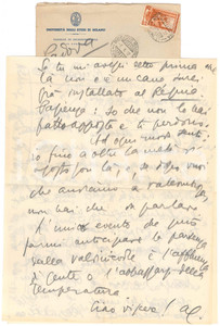 Autografo originale 1952 RICCIONE Lettera Aurelio CANDIAN in vacanza  Autografo 1