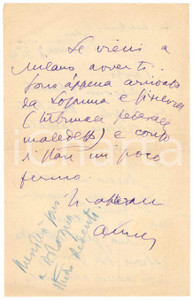 Autografo originale 1949 MILANO Aurelio CANDIAN  Lettera a un  amico e collega  Autografo 1