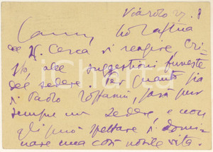 Autografo originale 1952 VIAROLO /PARMA Cartolina Aurelio CANDIAN a un amico  Autografo 1