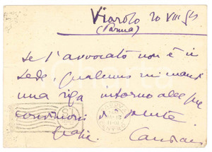 Autografo originale 1954 VIAROLO /PARMA Aurelio CANDIAN a un collega  Autografo 1