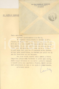 Autografo originale 1953 MILANO Lettera Aurelio CANDIAN a un amico e collega Autografo 1