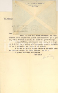 Autografo originale 1954 MILANO Lettera Aurelio CANDIAN in favore di una vedova Autografo 1