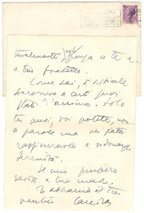 Autografo originale 1954 MONTECATINI TERME Aurelio CANDIAN  Lettera a un amico  Autografo 1