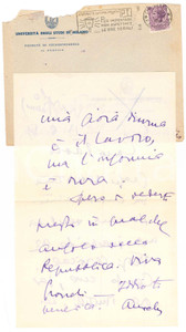Autografo originale 1959 VIAROLO / PARMA Aurelio CANDIAN  Lettera a un collega Autografo 1