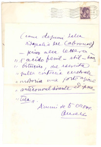 Autografo originale 1962 VIAROLO / PARMA Lettera Aurelio CANDIAN a un amico Autografo 1 1