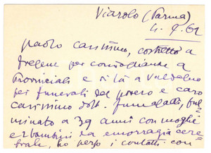 Autografo originale 1962 VIAROLO PARMA Cartolina Aurelio CANDIAN a un amico  Autografo 1