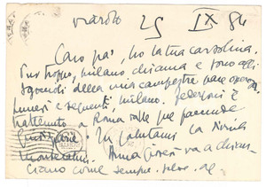 Autografo originale 1954 VIAROLO / PARMA Cartolina Aurelio CANDIAN a un amico  Autografo 1