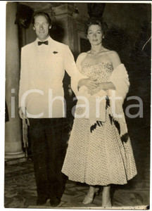 Fotografia d epoca originale 1950 ca VENEZIA Ricevimento in casa VOLPI  Lilli PALMER e Rex HARRISON  Foto 1