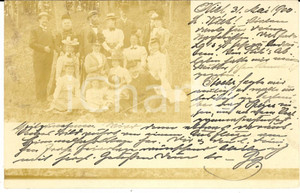 Fotografia d epoca originale 1900 KIEL GERMANY Ritratto di famiglia in un bosco  Foto cartolina VINTAGE 1