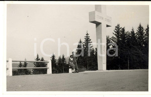 Fotografia d epoca originale 1940 ca GERMANIA Belvedere con croce CHRISTUS REGNAT Foto cartolina VINTAGE 1