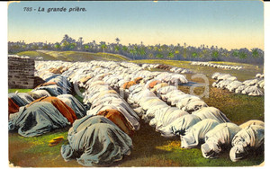 Cartolina originale da collezione 1910 ca ALGERIA La grande preghiera musulmana  Cartolina postale VINTAGE 1