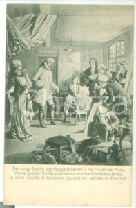 Cartolina originale da collezione 1910 ca ART Hermann JUNKER  Young GOETHE with Frankforter Artists Postcard 1