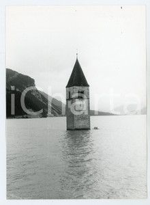 Fotografia d epoca originale 1982 CURON VENOSTA Lago di RESIA Campanile chiesa di Santa Caterina  Foto 13x17 1