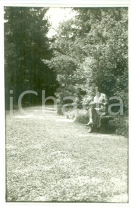 Fotografia d epoca originale 1930 SALICE TERME Giovane donna legge su una panchina  Foto cartolina VINTAGE 1