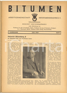 Giornale, rivista storica 1941 BERLIN BITUMEN Heinrich Bösenberg  Rivista anno 11 n°6  15 pp. 1