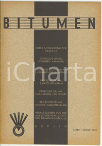 Giornale, rivista storica 1935 BERLIN BITUMEN Ãœber Kalteinbau von Asphaltstrassen Rivista anno 5 nÂ° 7 1
