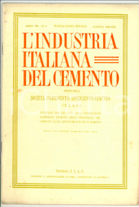 Giornale, rivista storica 1935 INDUSTRIA ITALIANA CEMENTO Congresso Ingegneri a Trieste  Anno VII nÂ° 8 1