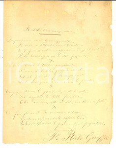 Autografo originale 1900 ca CATANIA Francesco Italo GIUFFRE  Il settembre innanzi viene  AUTOGRAFO 1