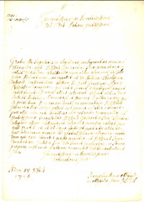 Documento originale, autentico 1742 SION SVIZZERA Invio di Georg LÃ–WY al Collegio Elvetico  Lettera 1