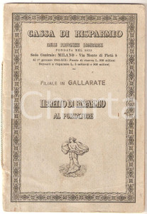 Oggetto da collezione cartaceo 1942 GALLARATE Cassa di Risparmio Provincie Lombarde  Libretto di risparmio 1