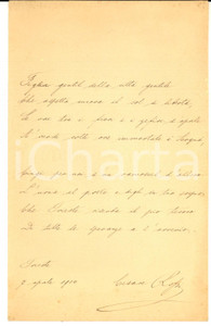 Autografo originale 1904 TRIESTE Cesare ROSSI  Figlia gentil della città gentile  AUTOGRAFO 1