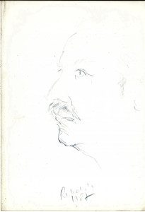 Opera d’arte autentica 1987 ARTE Testa maschile di profilo  Disegno FIRMATO RINALDO 21x30 cm 1