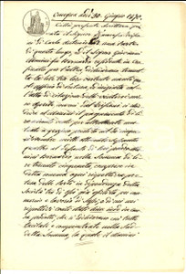 Documento originale, autentico 1870 OMEGNA Atto per lite transatta tra Francesco TRISCONI e Giovanni MANINI 1