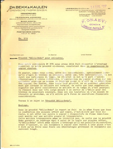 Documento originale, autentico 1939 KOLN BEKK&KAULEN Chemische Fabrik  Procedimento HELIOBEKA per cilindri 1