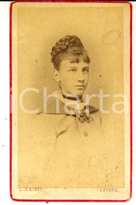 Fotografia d epoca originale 1870 ca VERONA Ritratto di una giovane donna Foto Lodovico KAISER CDV 1