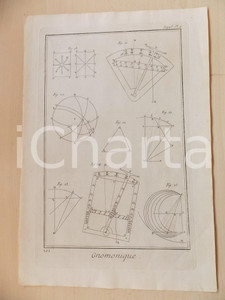 Stampa, bozzetto originale 1779 DIDEROT EncyclopÃ©die  GNOMONIQUE  Suppl. Pl. 4  Engraving 27x40 cm 1