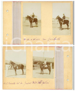 Fotografia d epoca originale 1898 LOMBARDIA Caserma Reggimento CAVALLERIA Ten. GARIBALDI a cavallo  4 foto 1