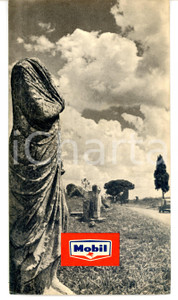 Materiale pubblicitario d’epoca 1958 MOBIL Mappa stradale ITALIA Pieghevole VINTAGE 12x22 cm 1