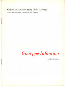 Materiale pubblicitario d’epoca 1970 ALBENGA Galleria Arte Sporting Club  Mostra Giuseppe INFANTINO Pieghevole 1