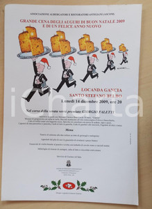 Materiale pubblicitario d’epoca 2009 ASTI ASCOM Locandina cena Natale con Giorgio Faletti ill. GUARENE 1