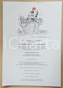 Materiale pubblicitario d’epoca 1994 ASTI Gener Neuv  Cena solidarietÃ  alluvione ill. Mario GUARENE Autografo 1