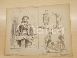 Stampa, bozzetto originale 1880 ca MONTEMERLO Novena 1879  Gioppino Mangili  Meneghino Stampa ill. GORRA 1