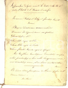 Manoscritto, lettera originale 1830 ca ANONIMO Apparecchio festa Beata Vergine del Buon Consiglio Manoscritto 1