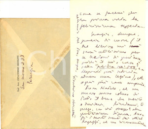 Autografo originale 1951 PERUGIA Avv. Gioacchino NICOLETTI ringrazia per dono ricevuto AUTOGRAFO 1