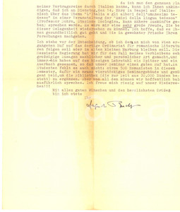 Autografo originale 1961 MARBURG Lettera prof. August BUCK per convegno in Italia Autografo 1