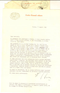 Autografo originale 1952 TORINO Lettera Giulio EINAUDI a un avvocato per l azienda  Autografo 1