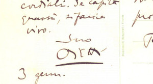 Autografo originale 1937 FIRENZE Cartolina Ugo OJETTI per auguri a un collega  AUTOGRAFO 1