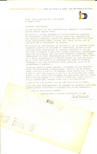 Autografo originale 1960 ROMA Istituto del Disco  Lettera di Paola OJETTI per disco   Autografo 1